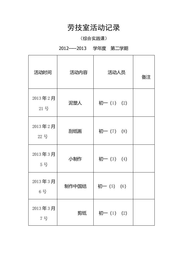 2011——2012劳技室活动记录26中