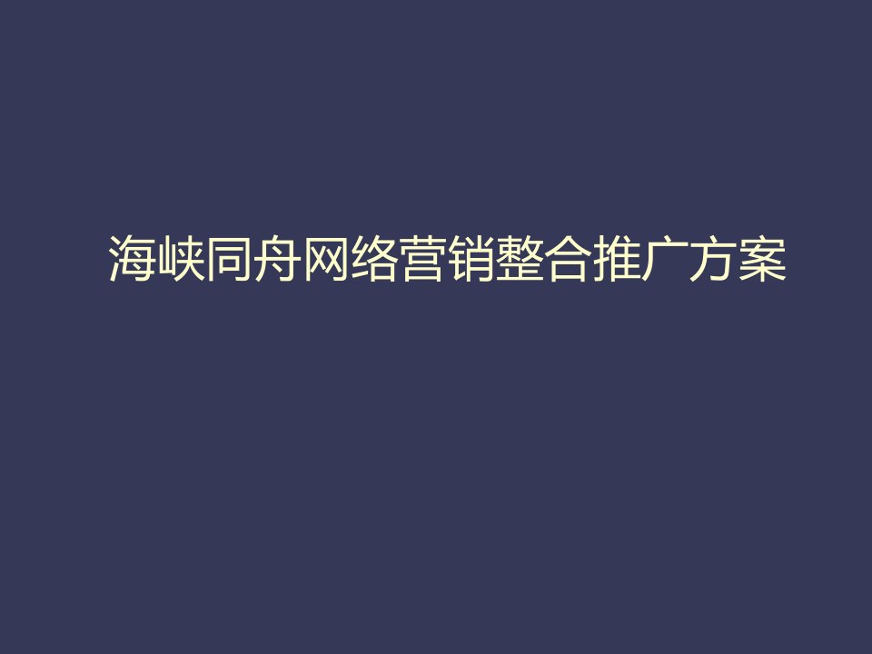 海峡同舟网络营销整合推广方案