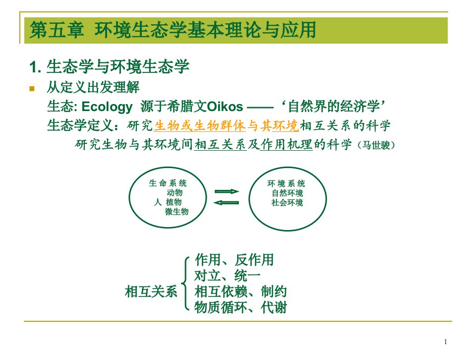 现代环境科学概论第5章--环境生态学基本理论与应用课件