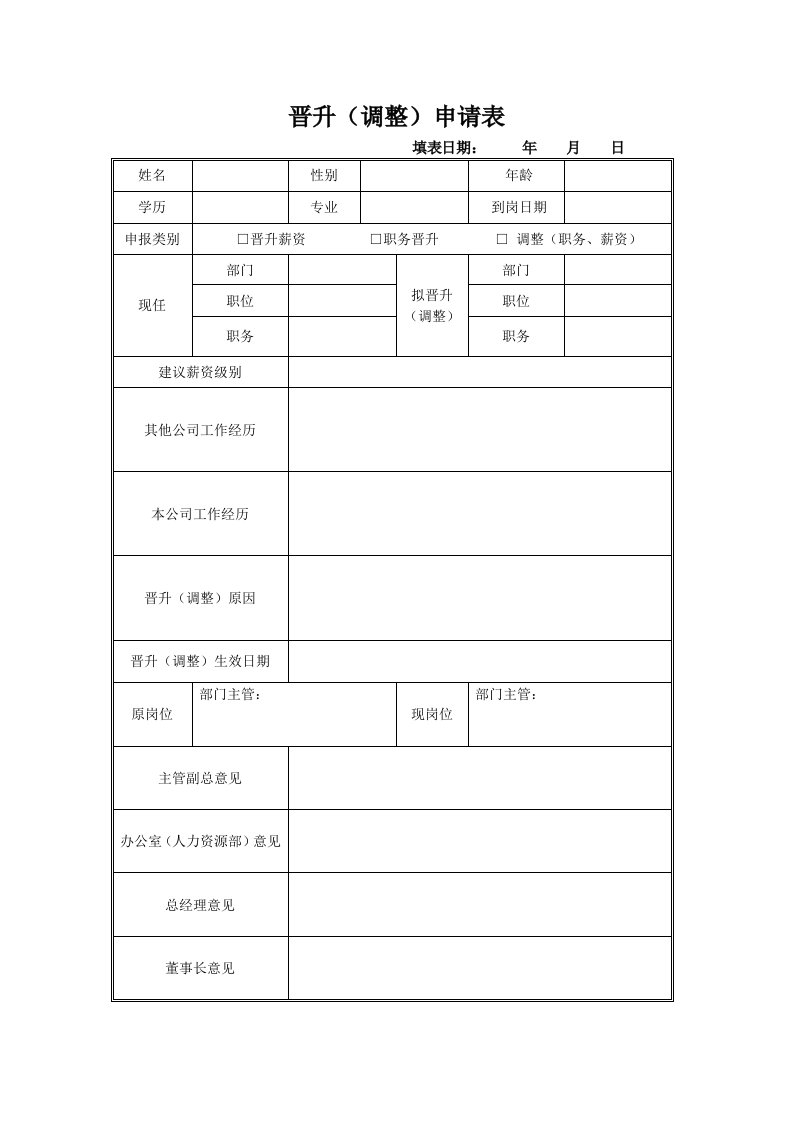 精品文档-晋升调整申请表