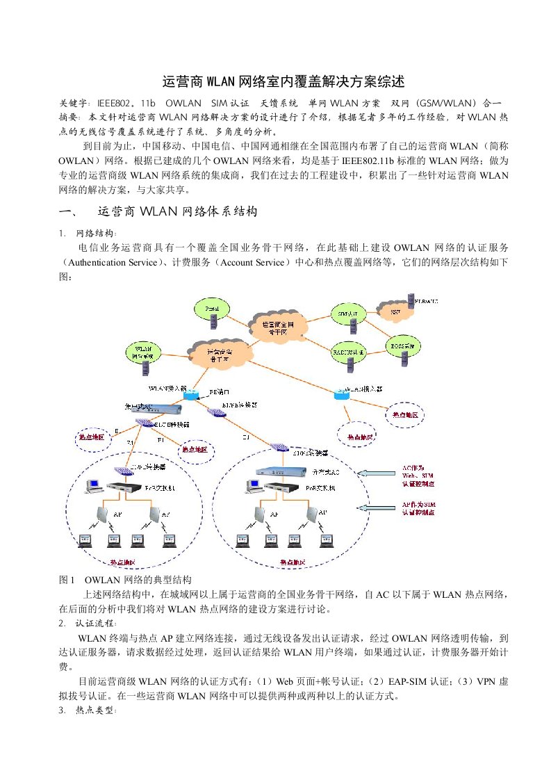 运营商WLAN网络室内覆盖解决方案分析