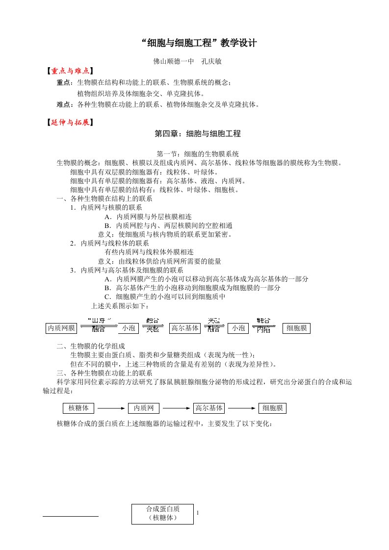 细胞与细胞工程教学设计