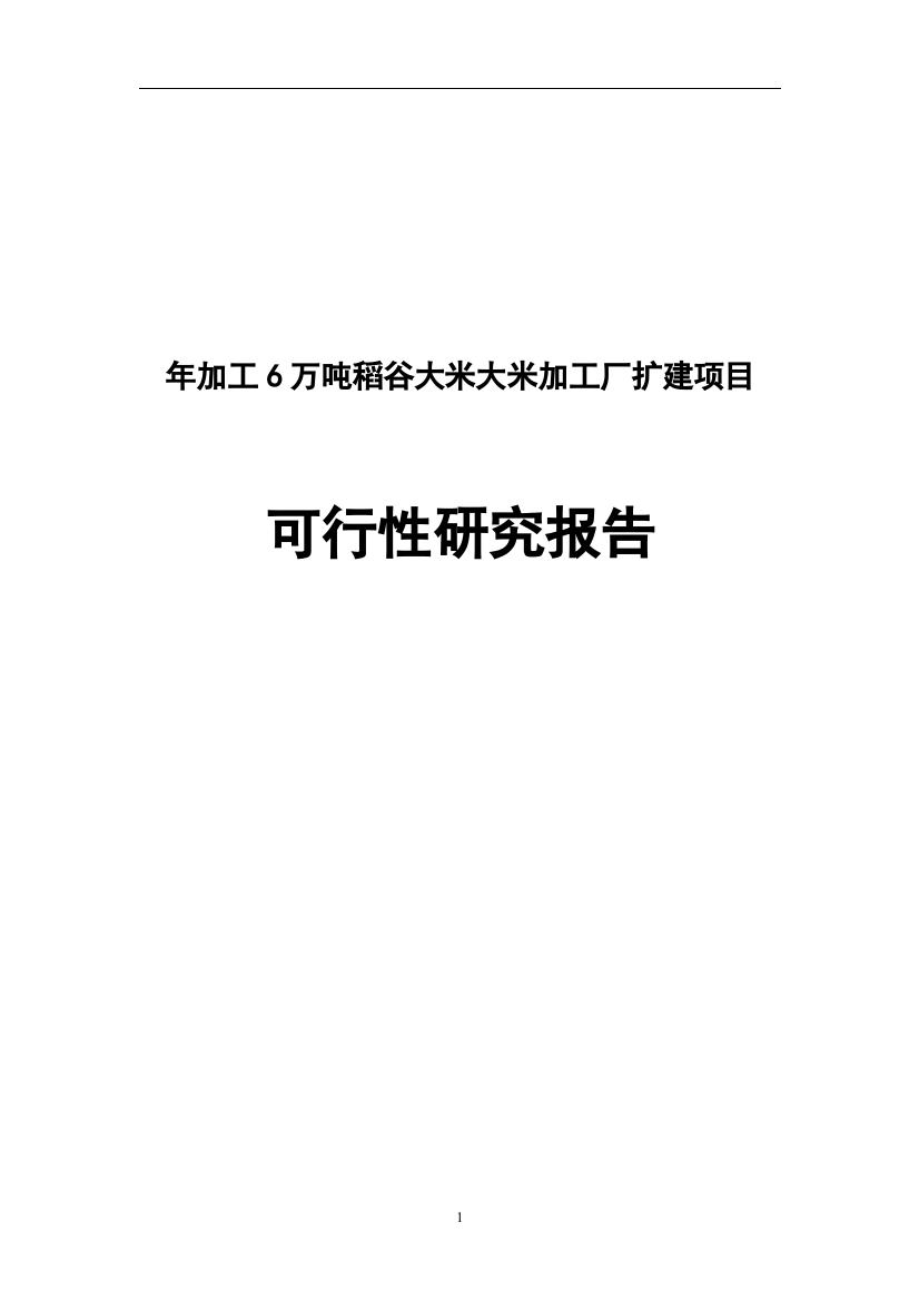 年加工6万吨稻谷大米大米加工厂扩建项目建设可行性研究报告