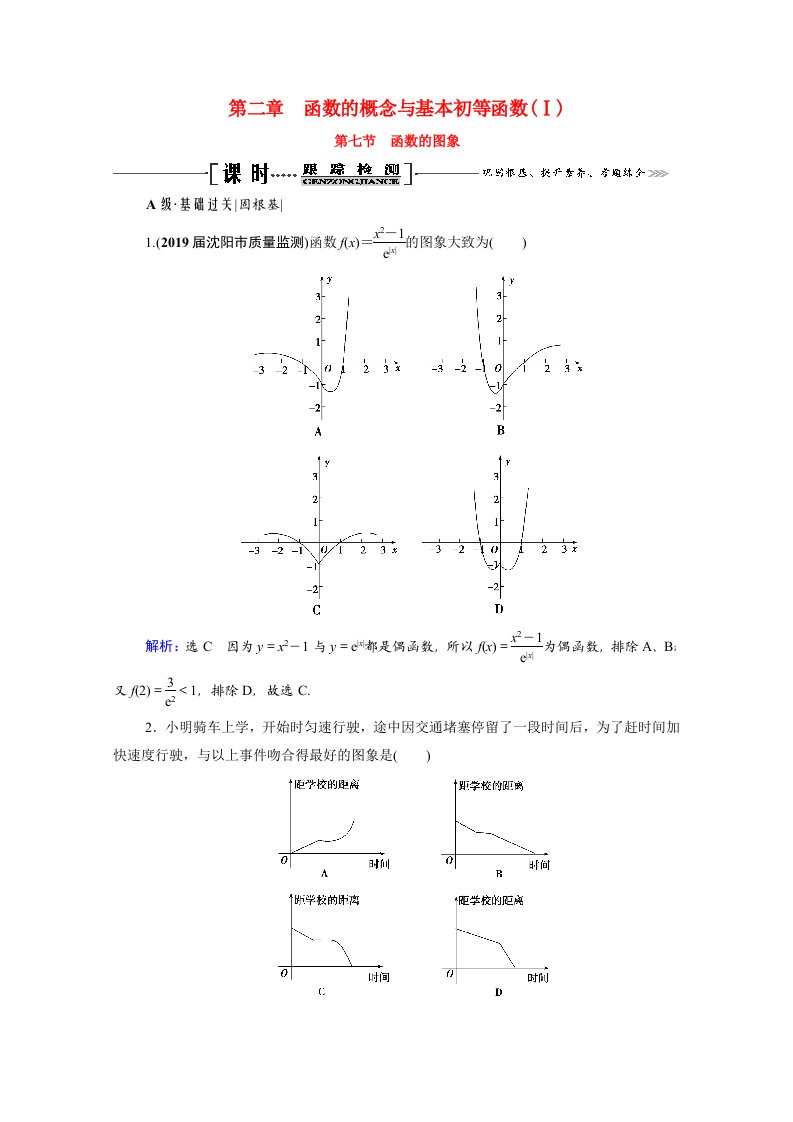 2022高考数学一轮备考复习第2章函数的概念与基本初等函数Ⅰ第7节函数的图象课时跟踪检测文含解析新人教B版