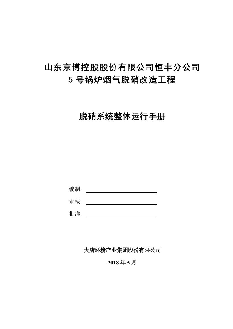 氨水脱硝系统整体运行手册