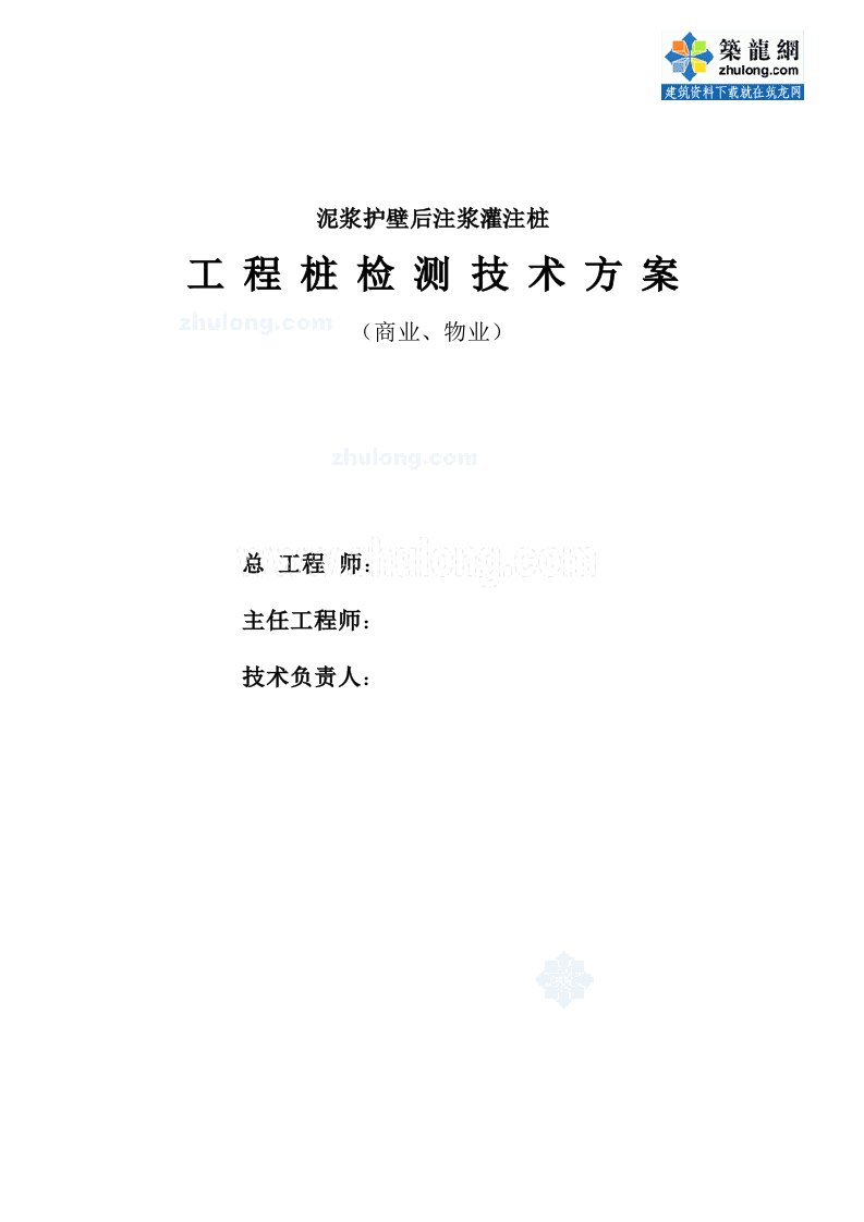 泥浆护壁后注浆灌注桩工程桩检测技术方案