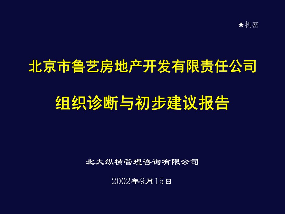 北大纵横—北京鲁艺房地产组织诊断与初步建议报告0920N