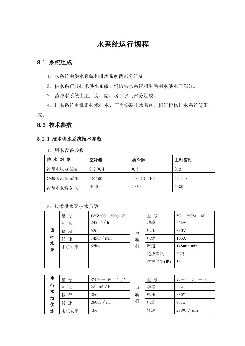 水电站水系统运行规程