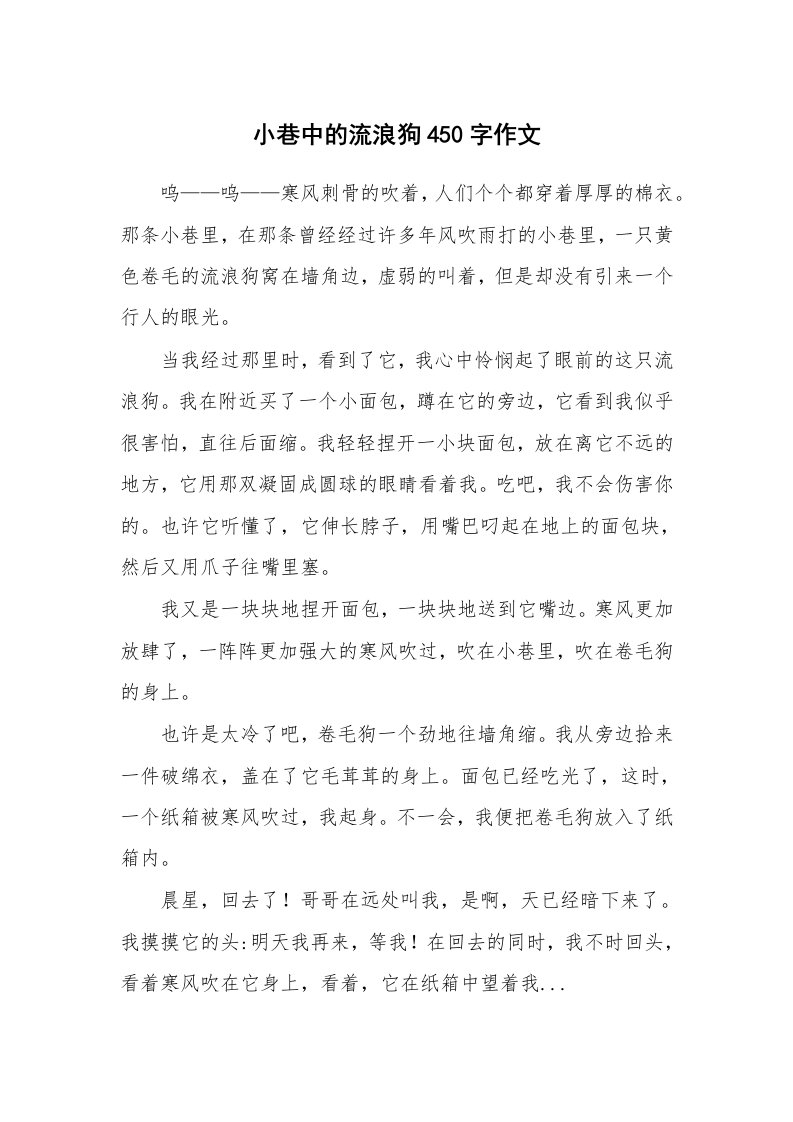 小巷中的流浪狗450字作文