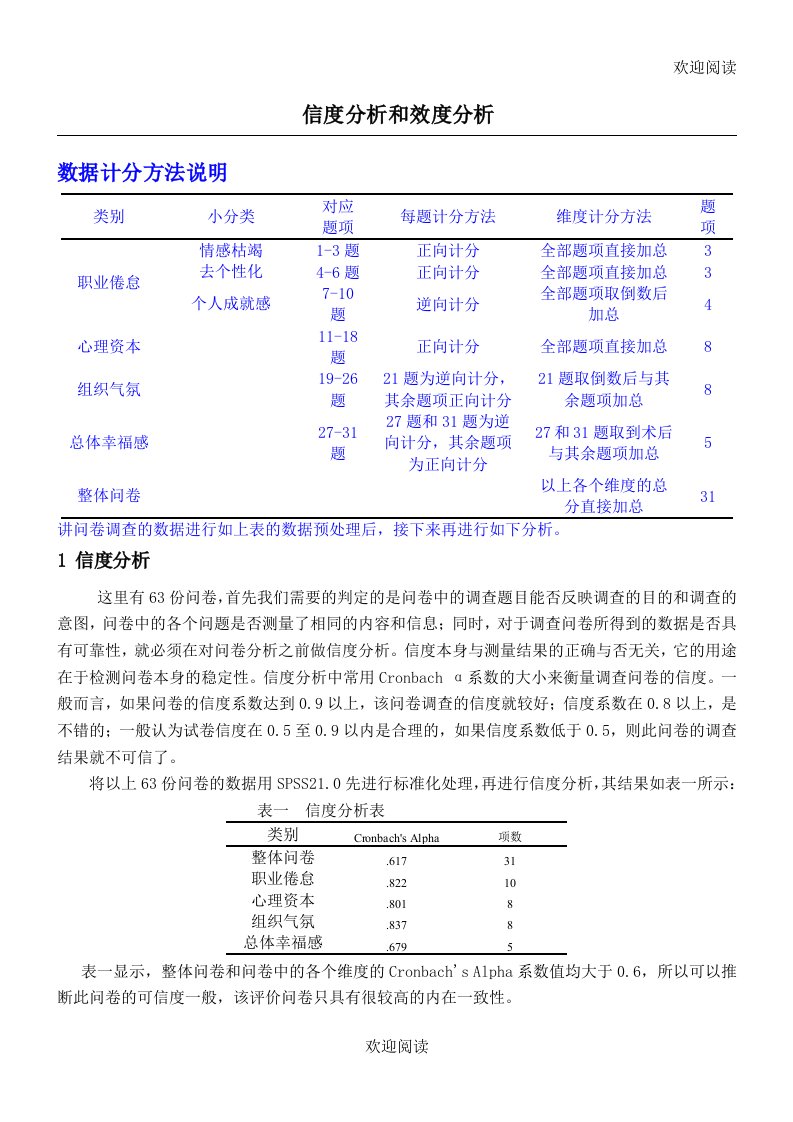 spss数据分析教程之SPSS信度分析和效度分析(DOC)