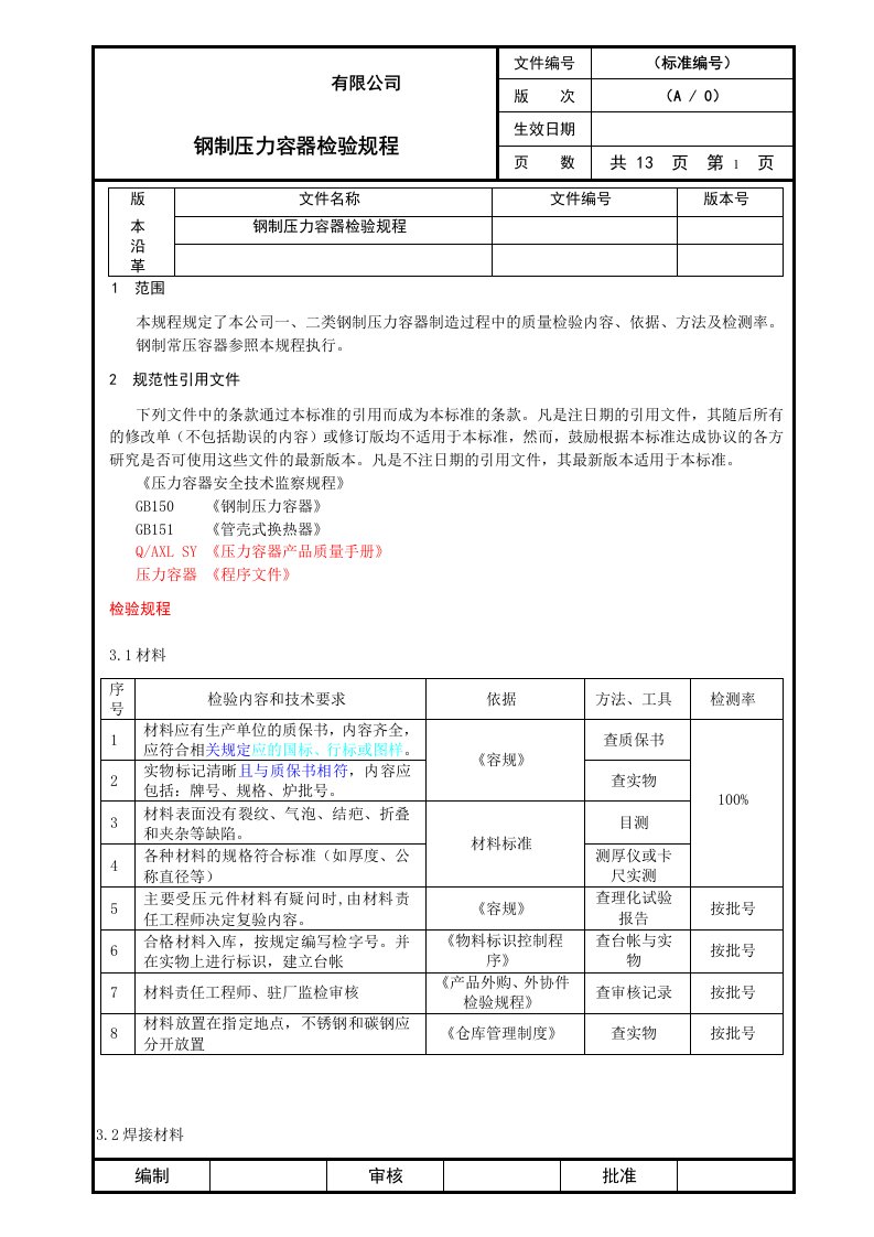 钢制压力容器检验规程