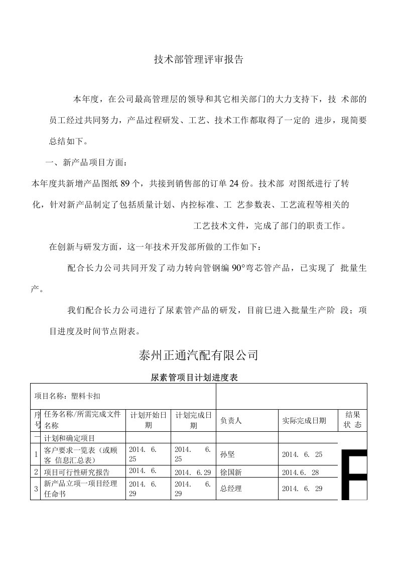 技术部管理评审报告