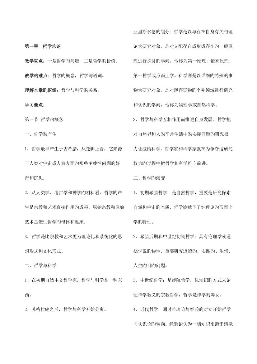 2023年哲学引论概念复习材料