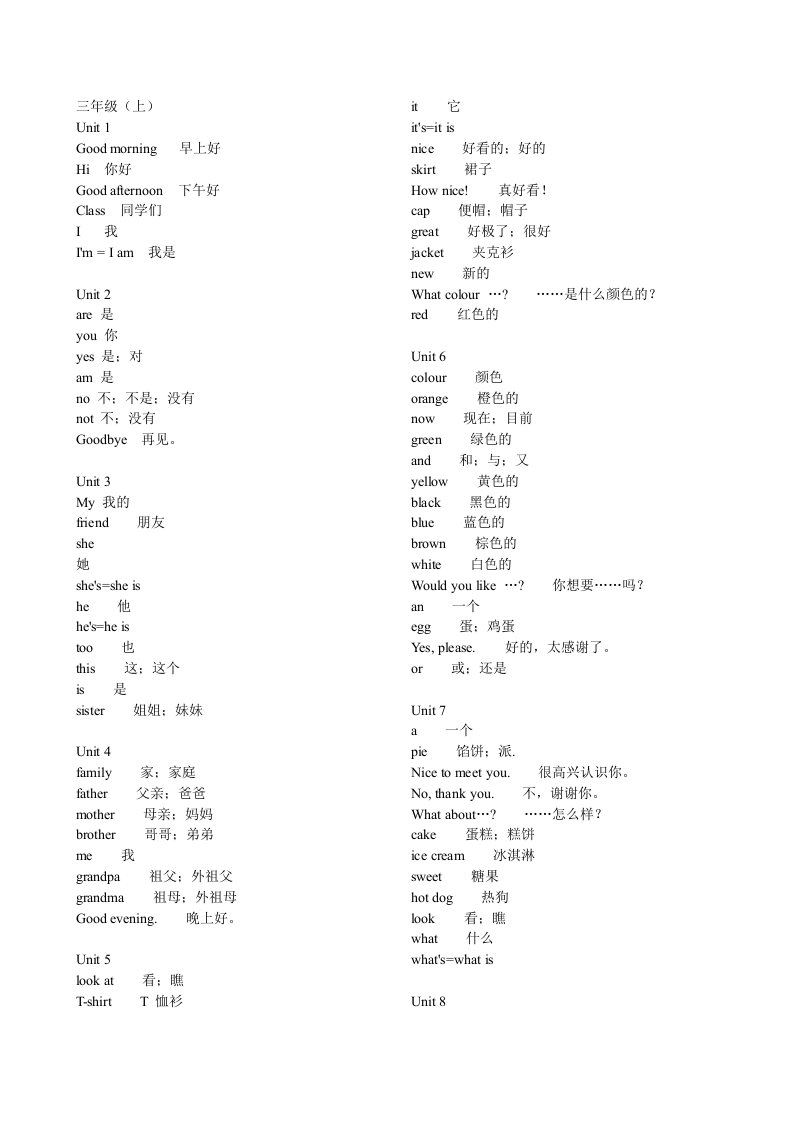 新苏教版小学英语三年级六年级单词汇总译林版