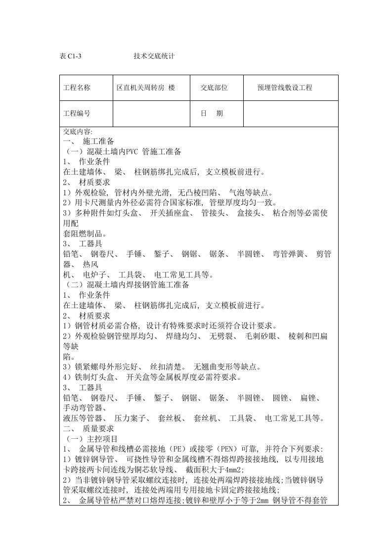 2021年度管线预埋技术交底