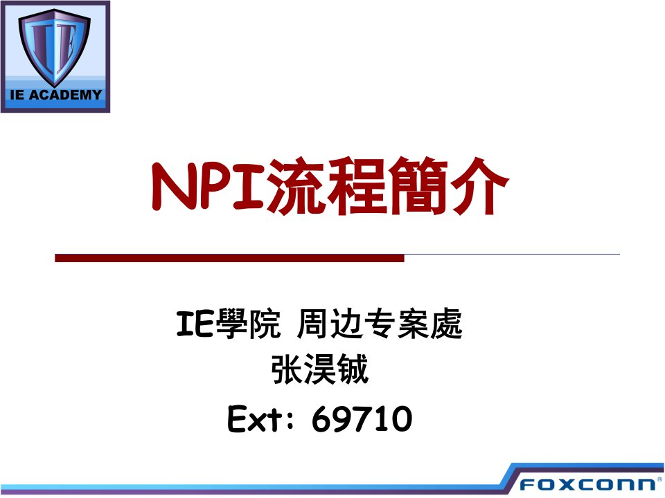 NPI流程简介101016