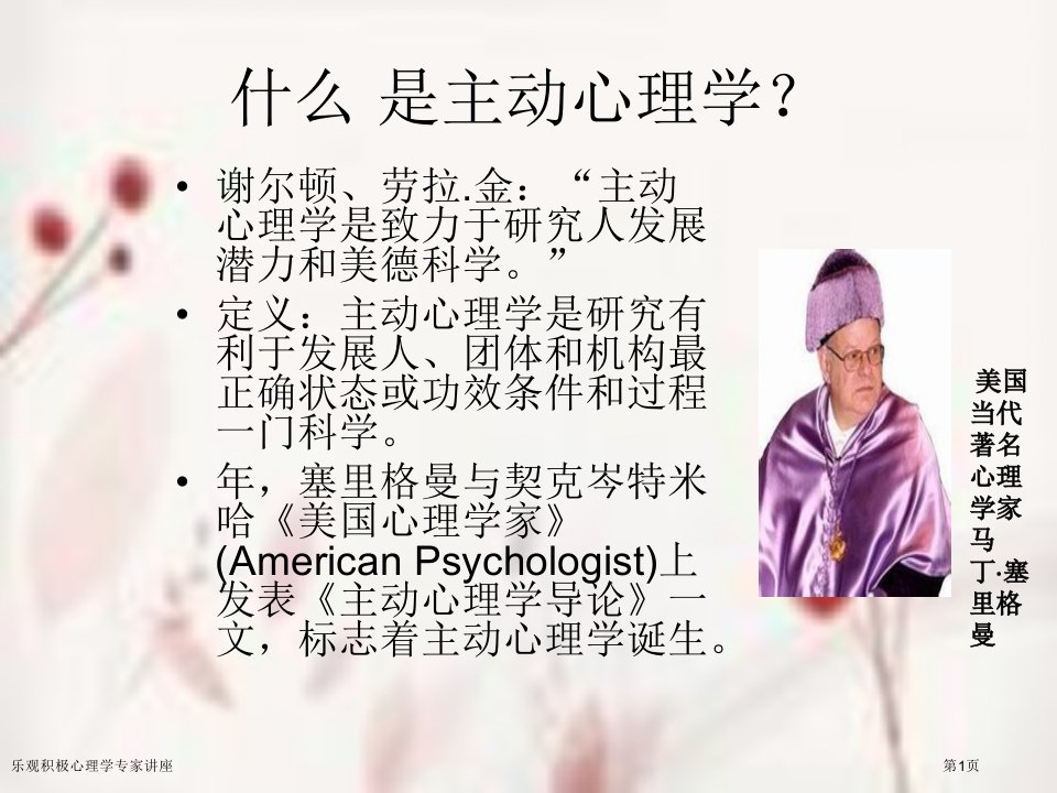 乐观积极心理学课件PPT