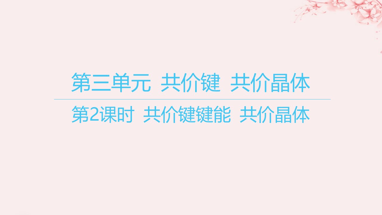 江苏专用2023_2024学年新教材高中化学专题3微粒间作用力与物质性质第三单元共价键共价晶体第2课时共价键键能共价晶体课件苏教版选择性必修2