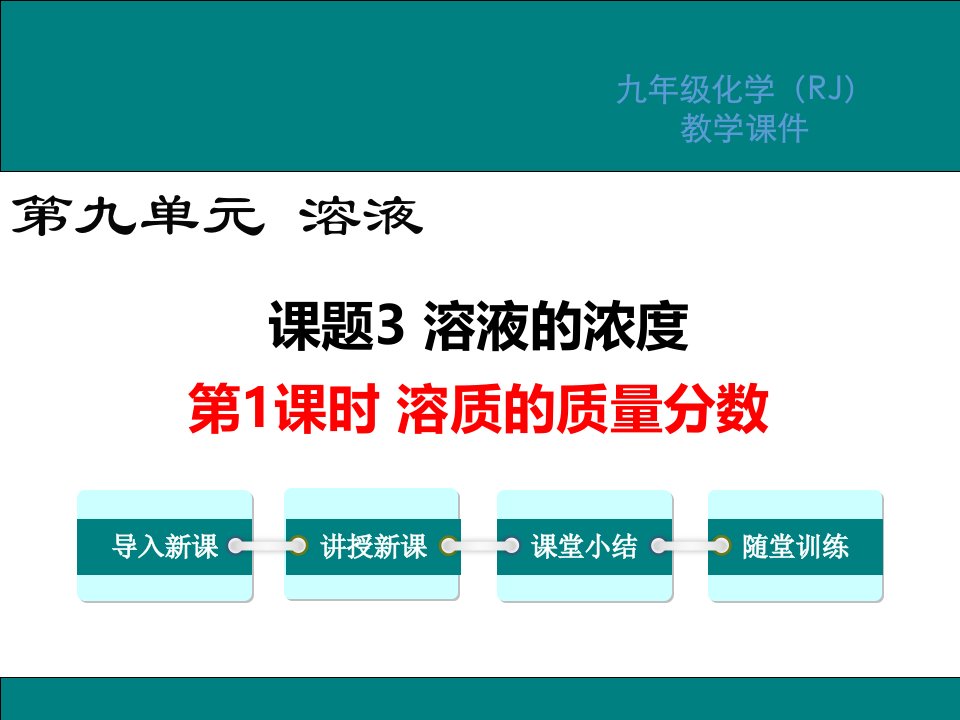 人教版九9年级化学下溶质的质量分数公开课优质教学ppt课件