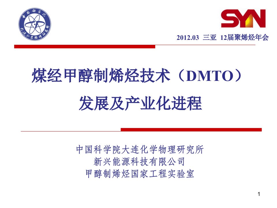 02煤经甲醇制烯烃技术（DMTO）的发展及产业化进程-12届聚烯烃年会.ppt