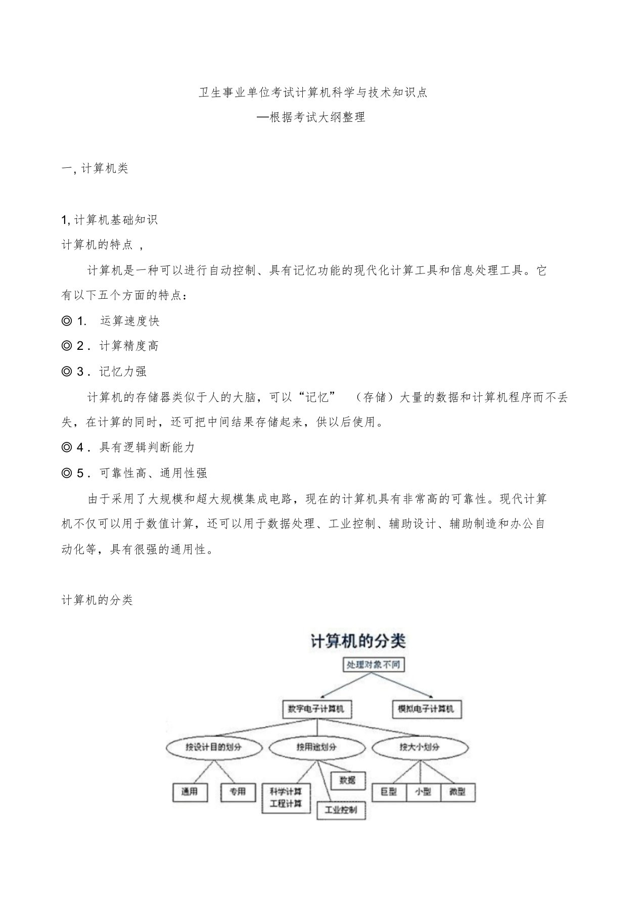 卫生事业单位考试(计算机科学与技术)知识点