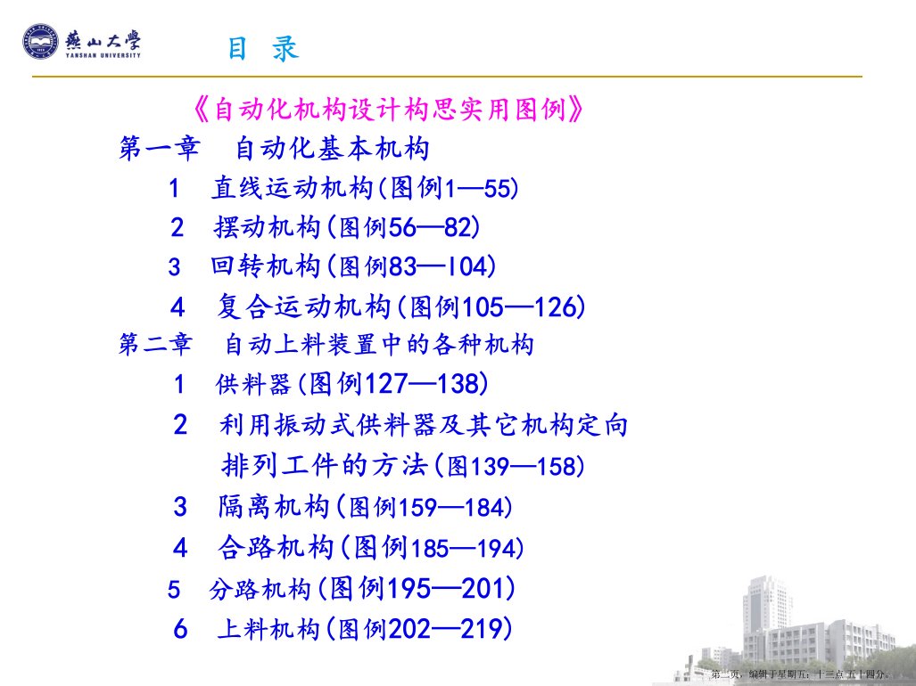 燕山大学自动化机构构思设计复习