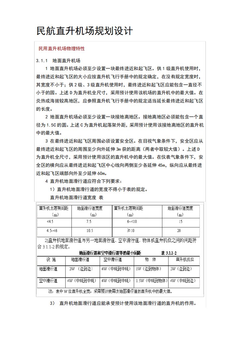 民航直升机场规划设计规范