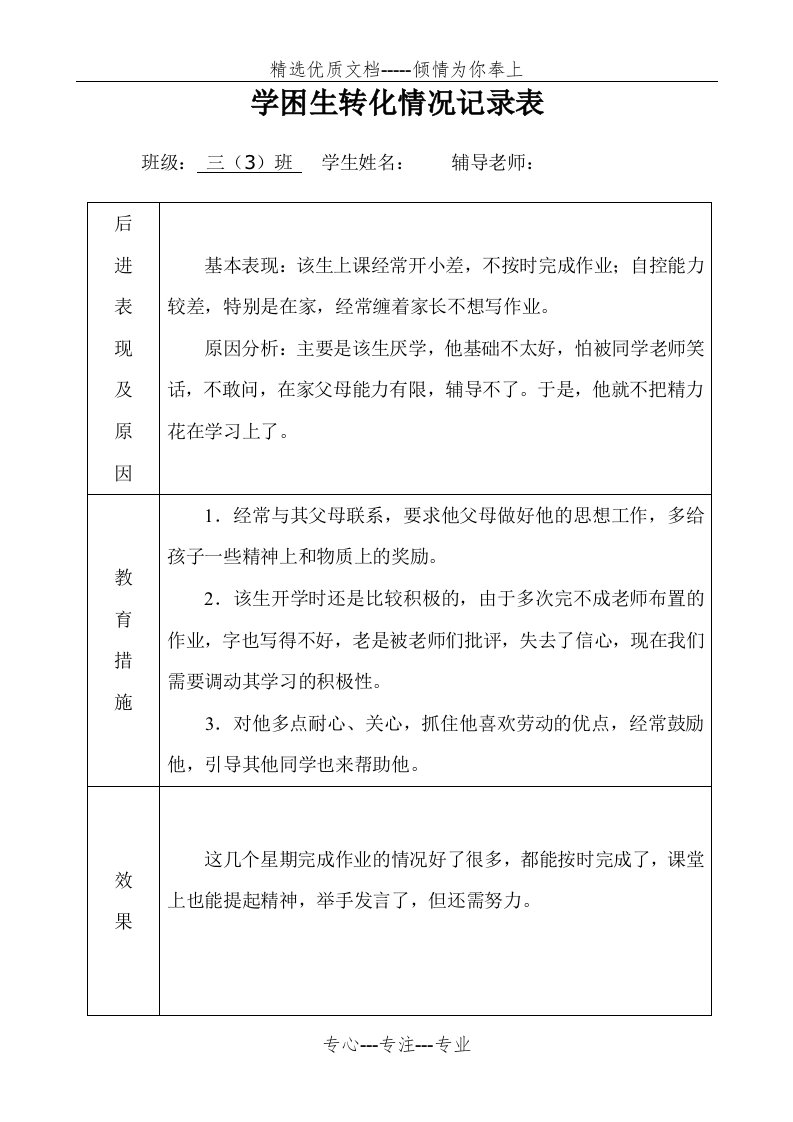 潜能生转化情况记录表(共4页)