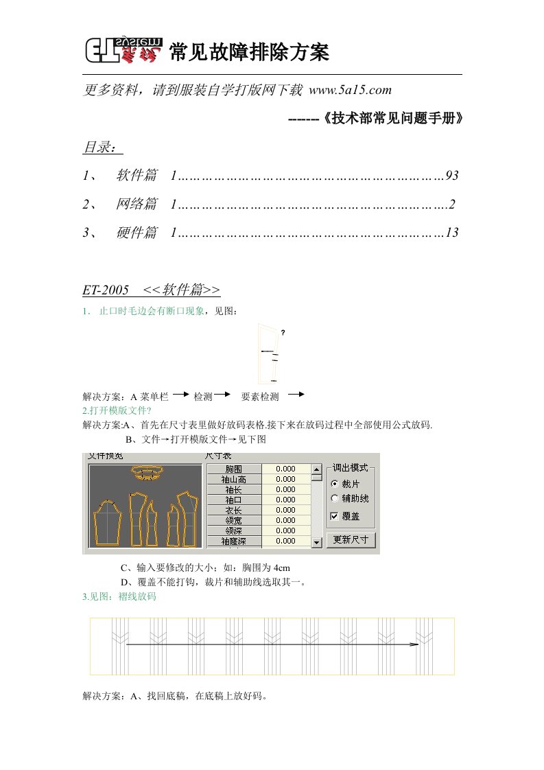 et常见问题手册-服装自学打板