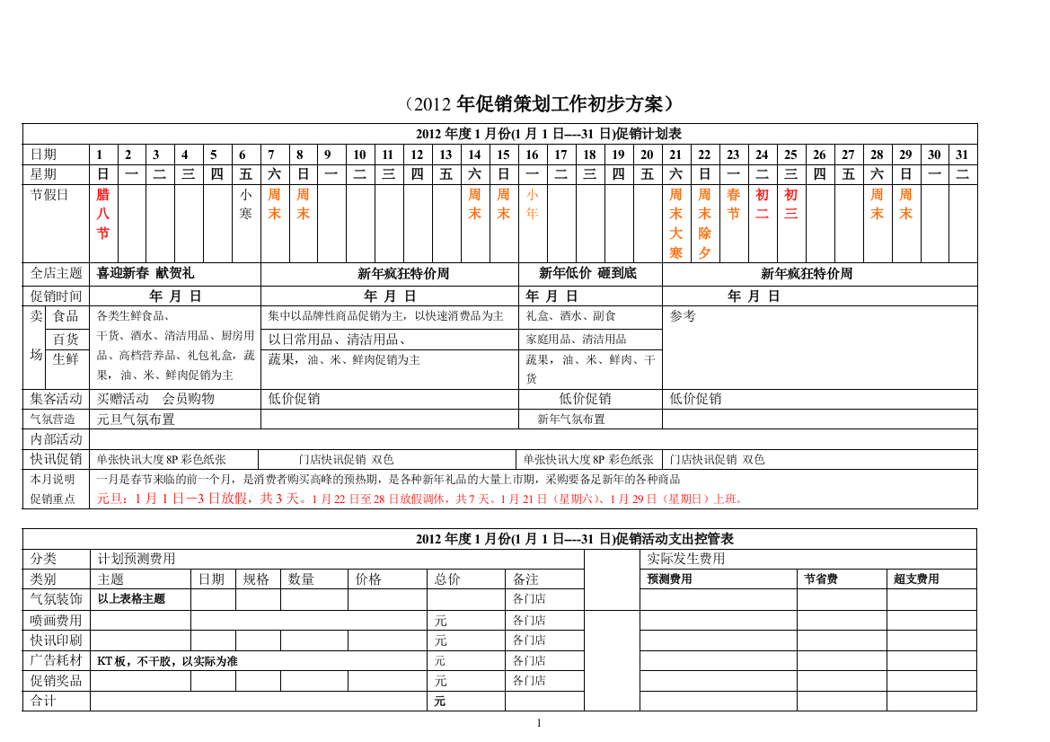 超市促销方案---方案