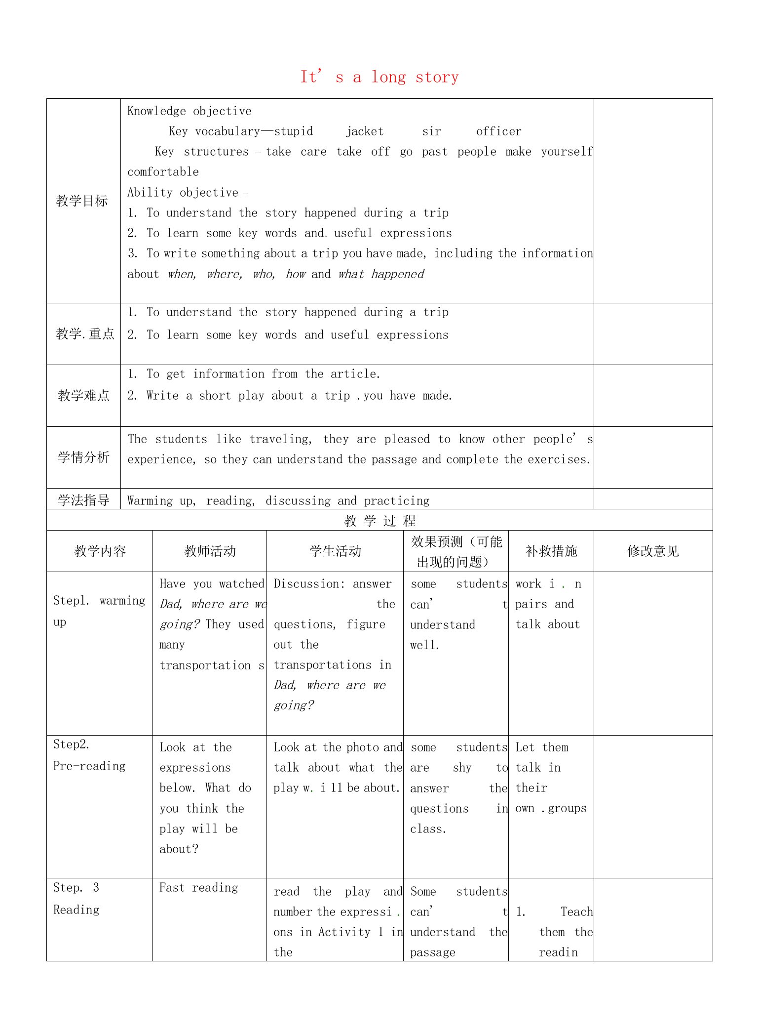 四川省华蓥市九级英语下册《Module1Unit2It’salongstory》教案.doc