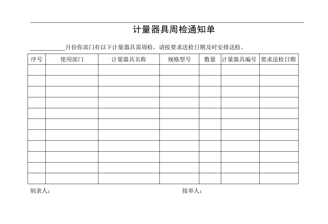 制度－计量器具周检通知单