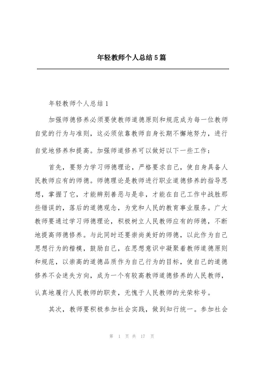 年轻教师个人总结5篇