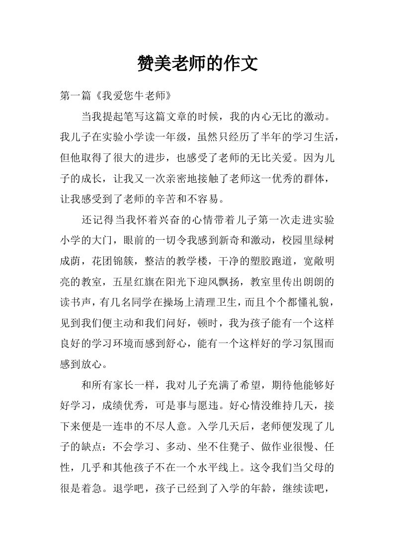 赞美老师的作文