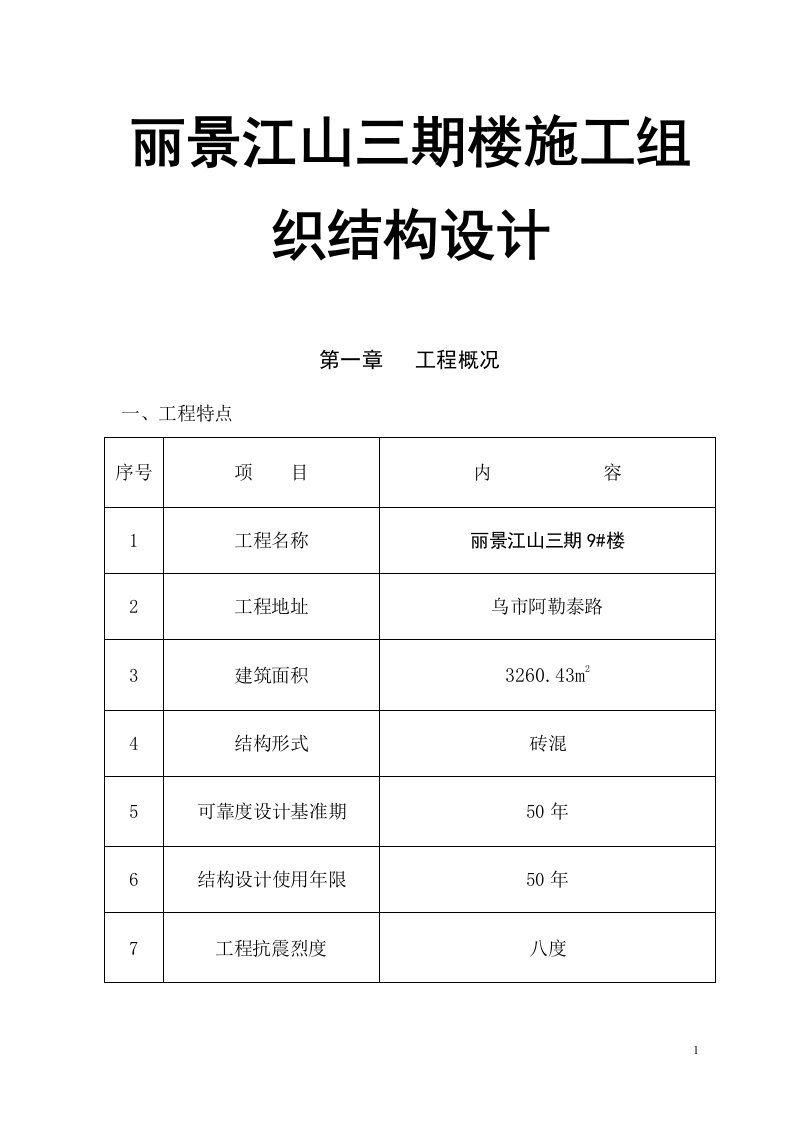 丽景江山三期楼施工组织结构设计