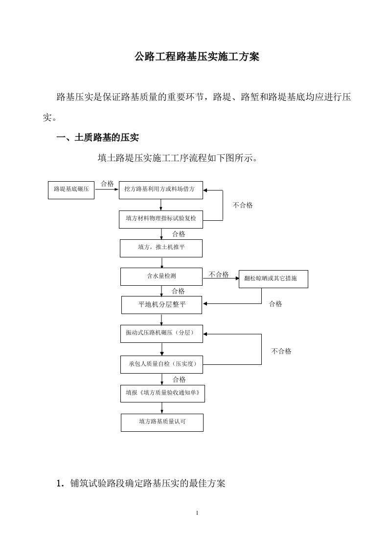 公路工程路基压实施工方案