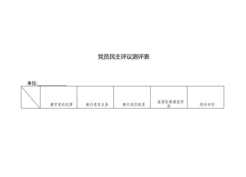 党员民主评议测评表(最新模板)