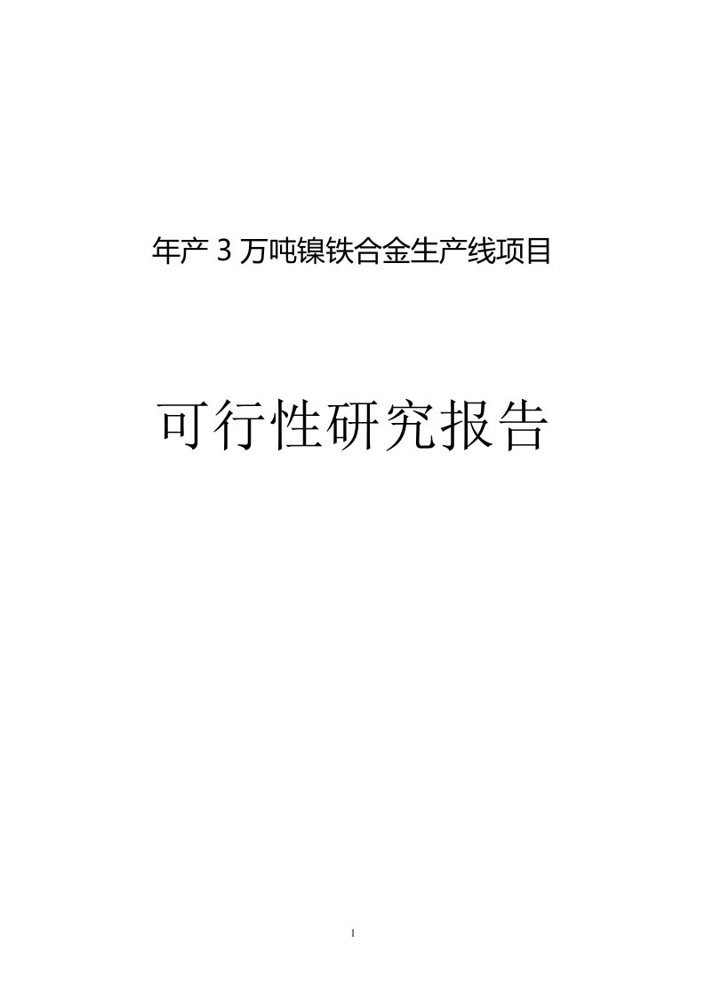 年产3万吨镍铁合金生产线项目可行性研究报告