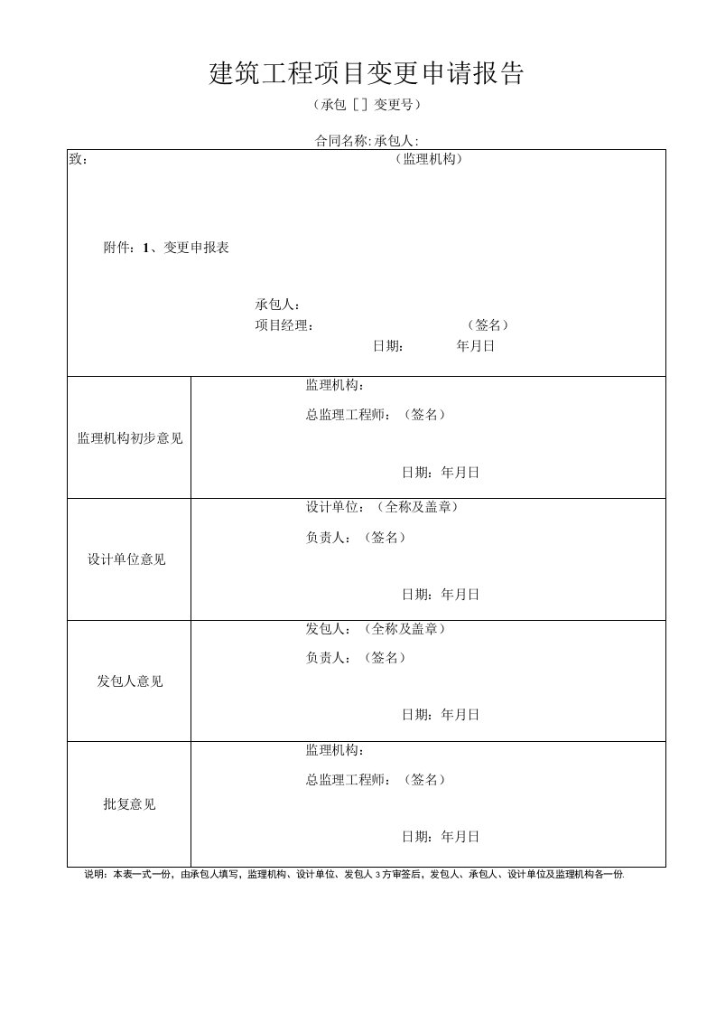 建筑工程项目变更申请报告