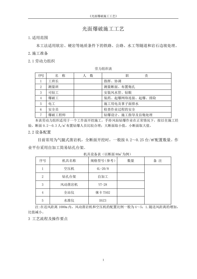 隧道岩石边坡光面爆破施工工艺