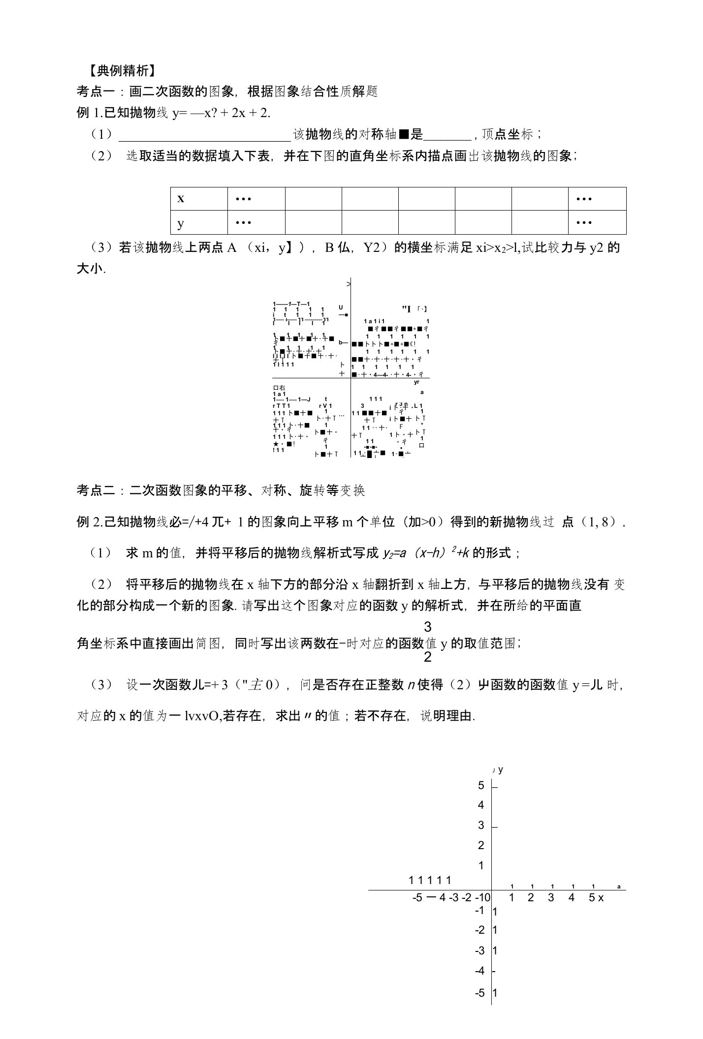 二次函数定义考察、性质应用题型