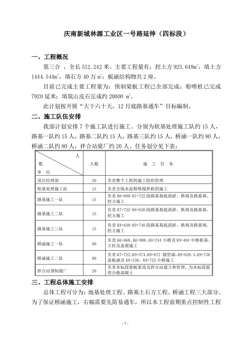 公路总体施工组织计划(范例)