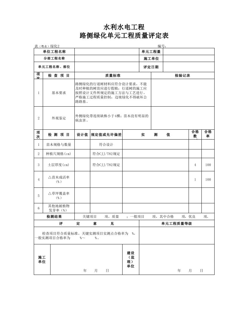 工程资料-表粤水绿化2