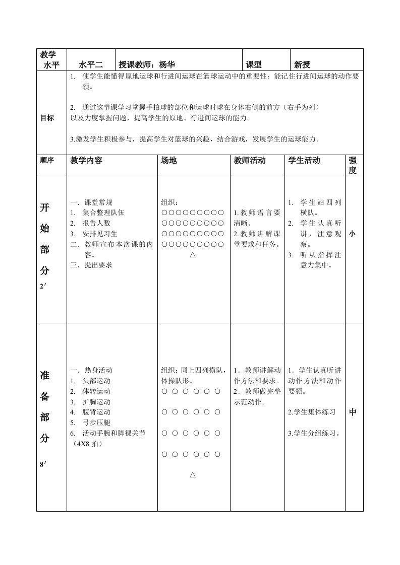 小学篮球原地运球、行进间运球教案