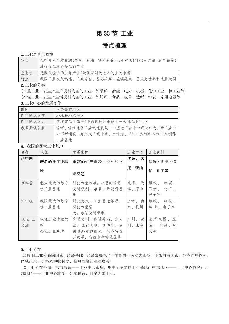 2021年人教版中考地理一轮复习