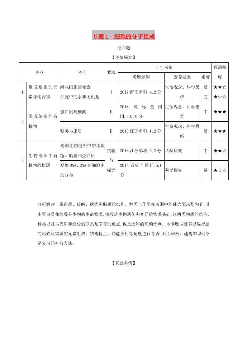 2019届高考生物二轮复习