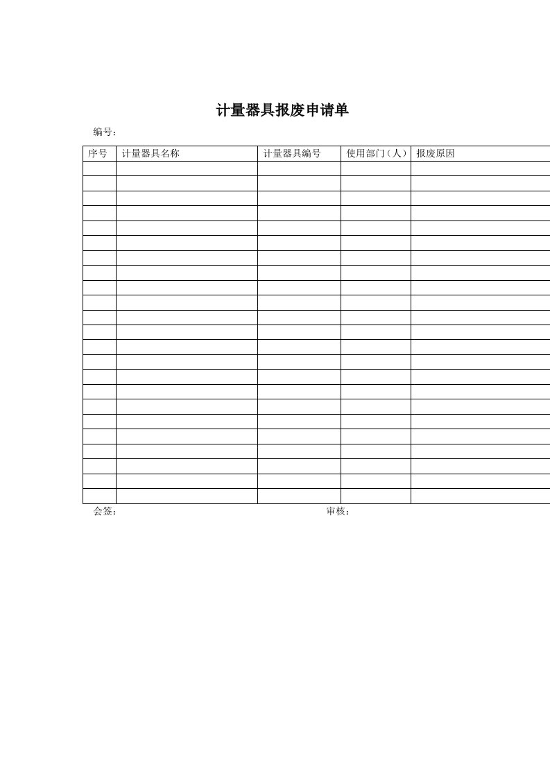 质量体系表格之计量器具报废申请单