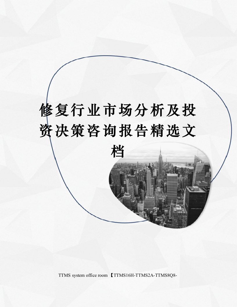 修复行业市场分析及投资决策咨询报告精选文档