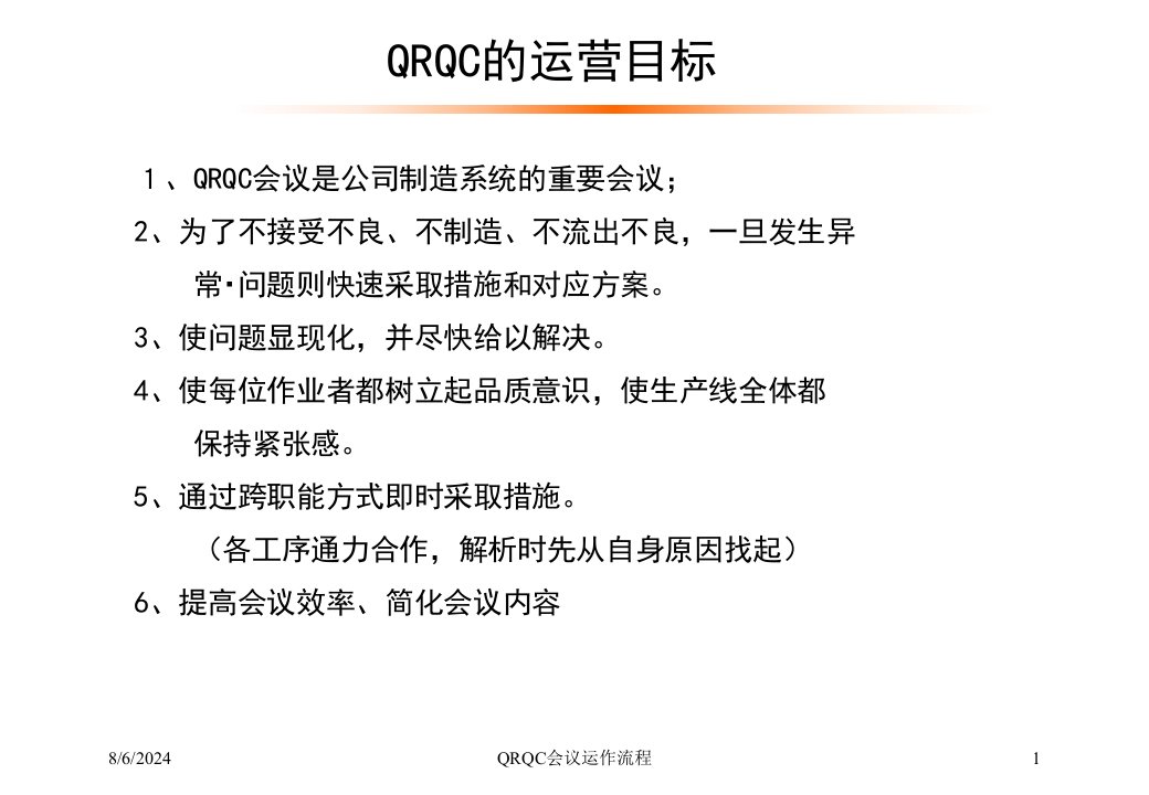 2021年2021年度QRQC会议运作流程讲义