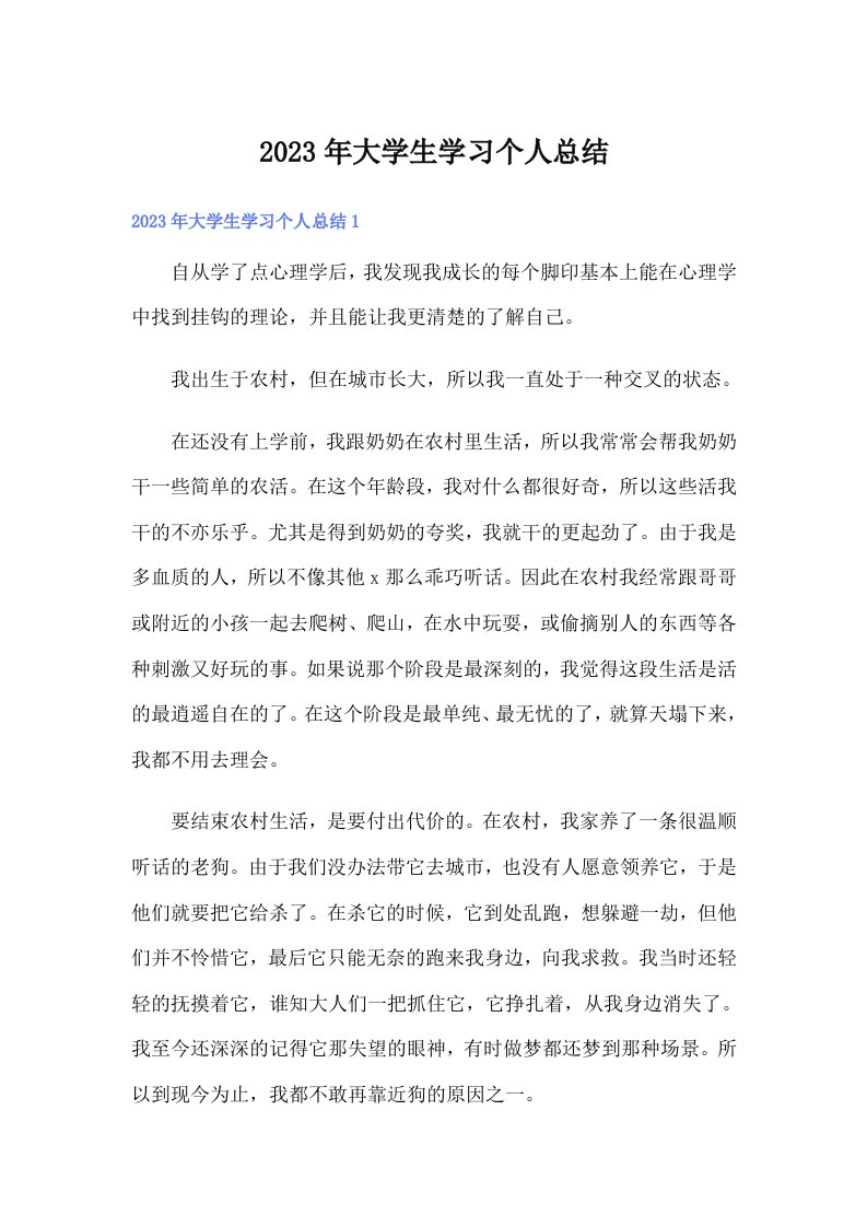 大学生学习个人总结